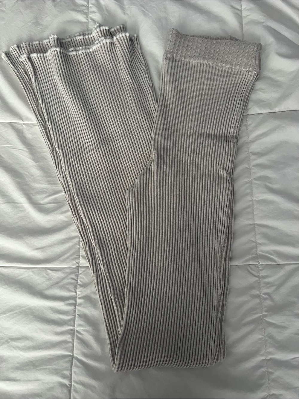 Garage Ribbed Knit Pants - Light Gray